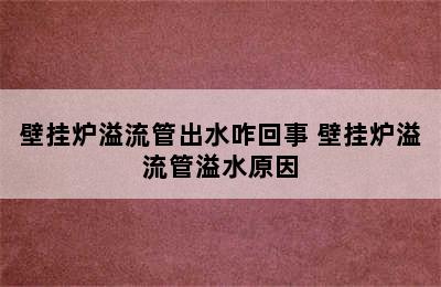 壁挂炉溢流管出水咋回事 壁挂炉溢流管溢水原因